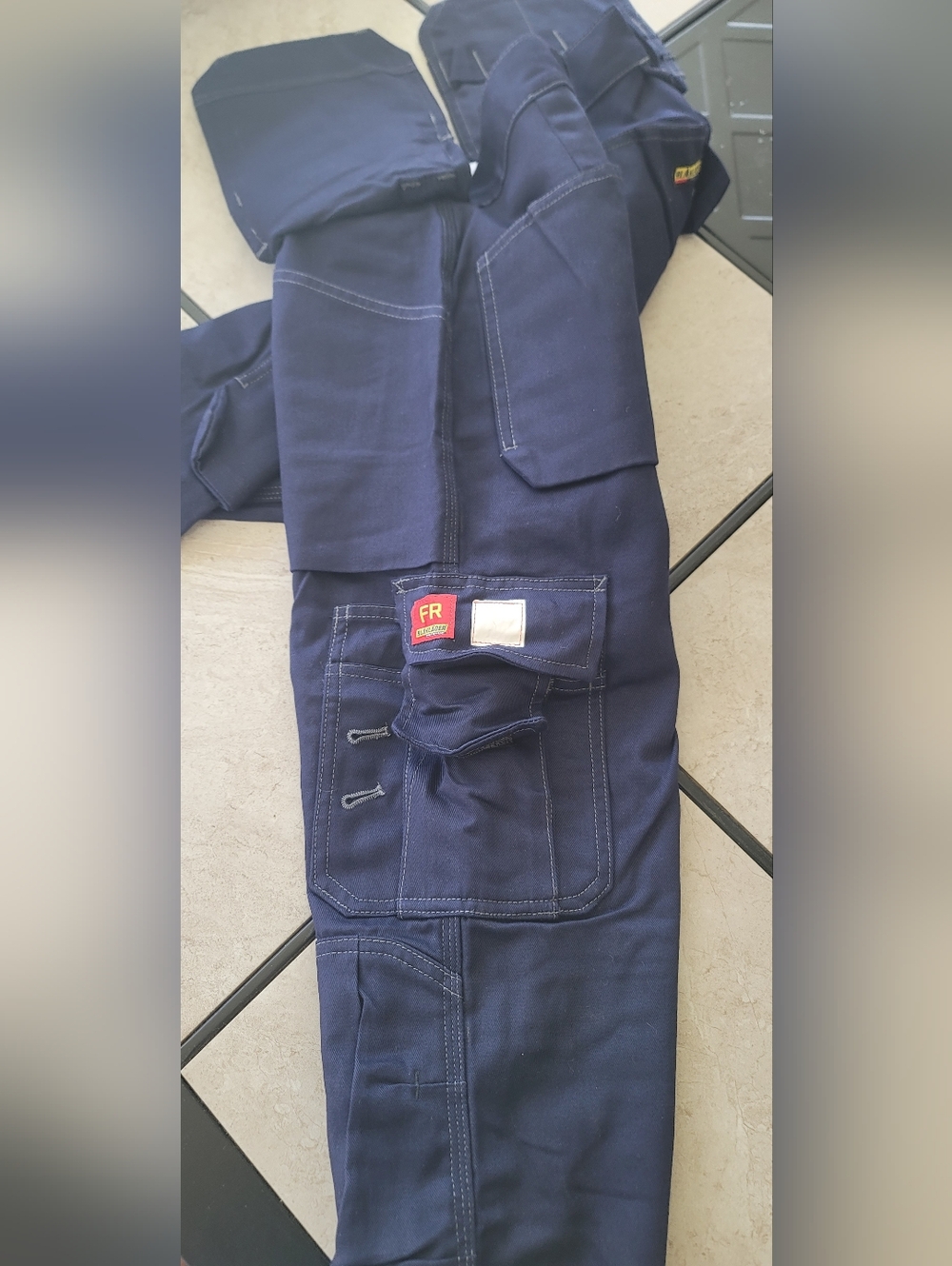 Men's Navy Cargo Work Pants with Multiple Tool Pockets - Picture 2 of 5